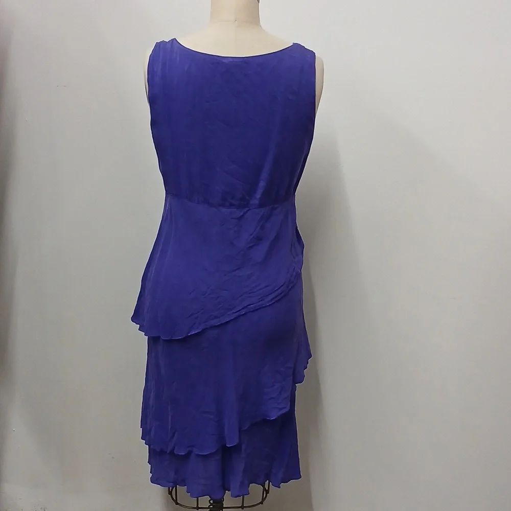 Vintage CLICK by Color Me Cotton Purple Tiered and Ruffled Dress / Size M - Picture 3 of 7